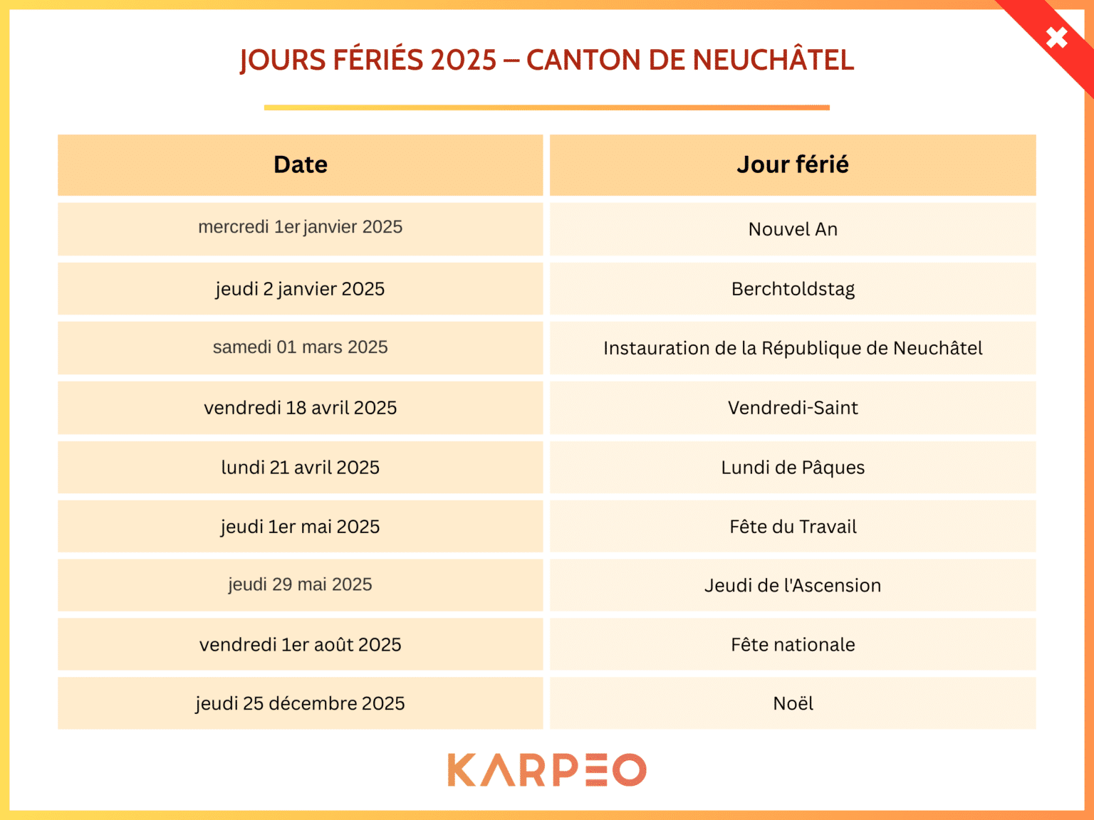 Calendrier scolaire 2025 neuchatel 2