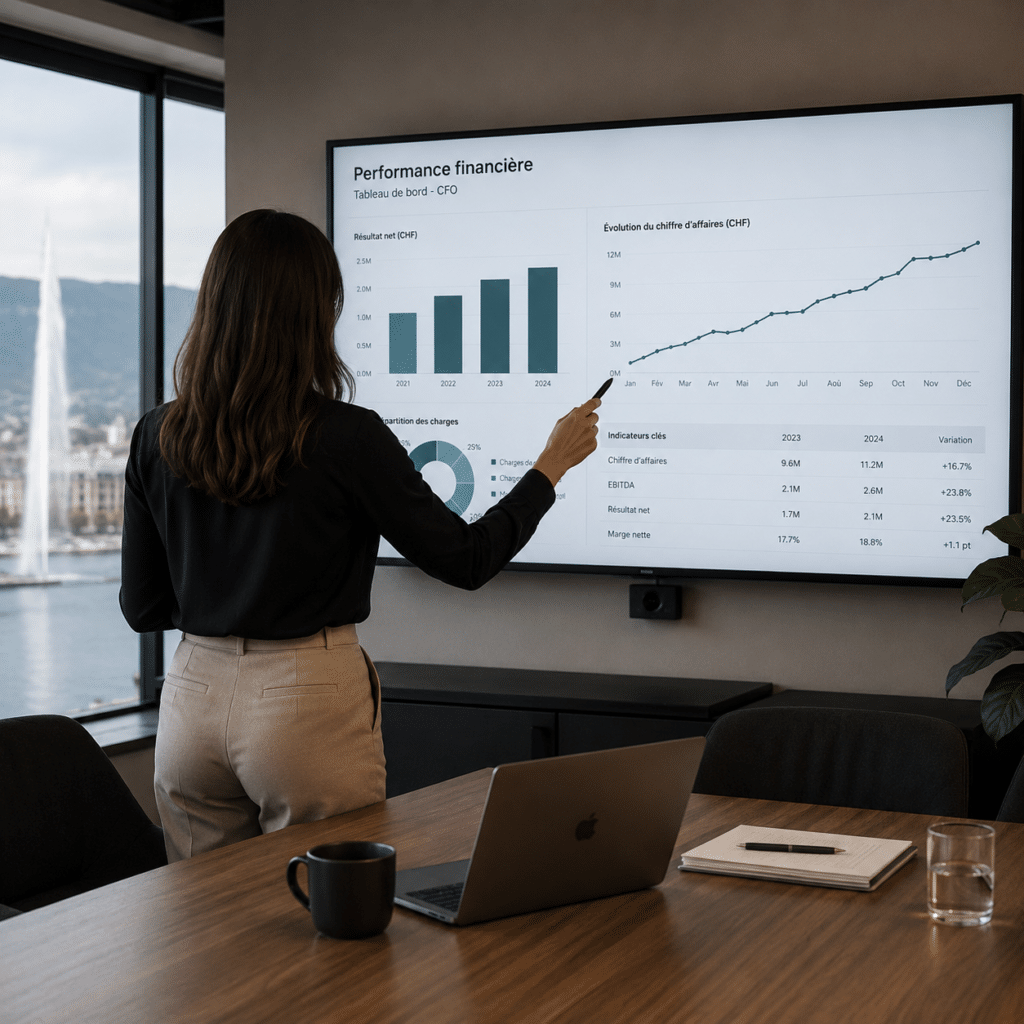 Sarah Prieur présente différentes informations à un client