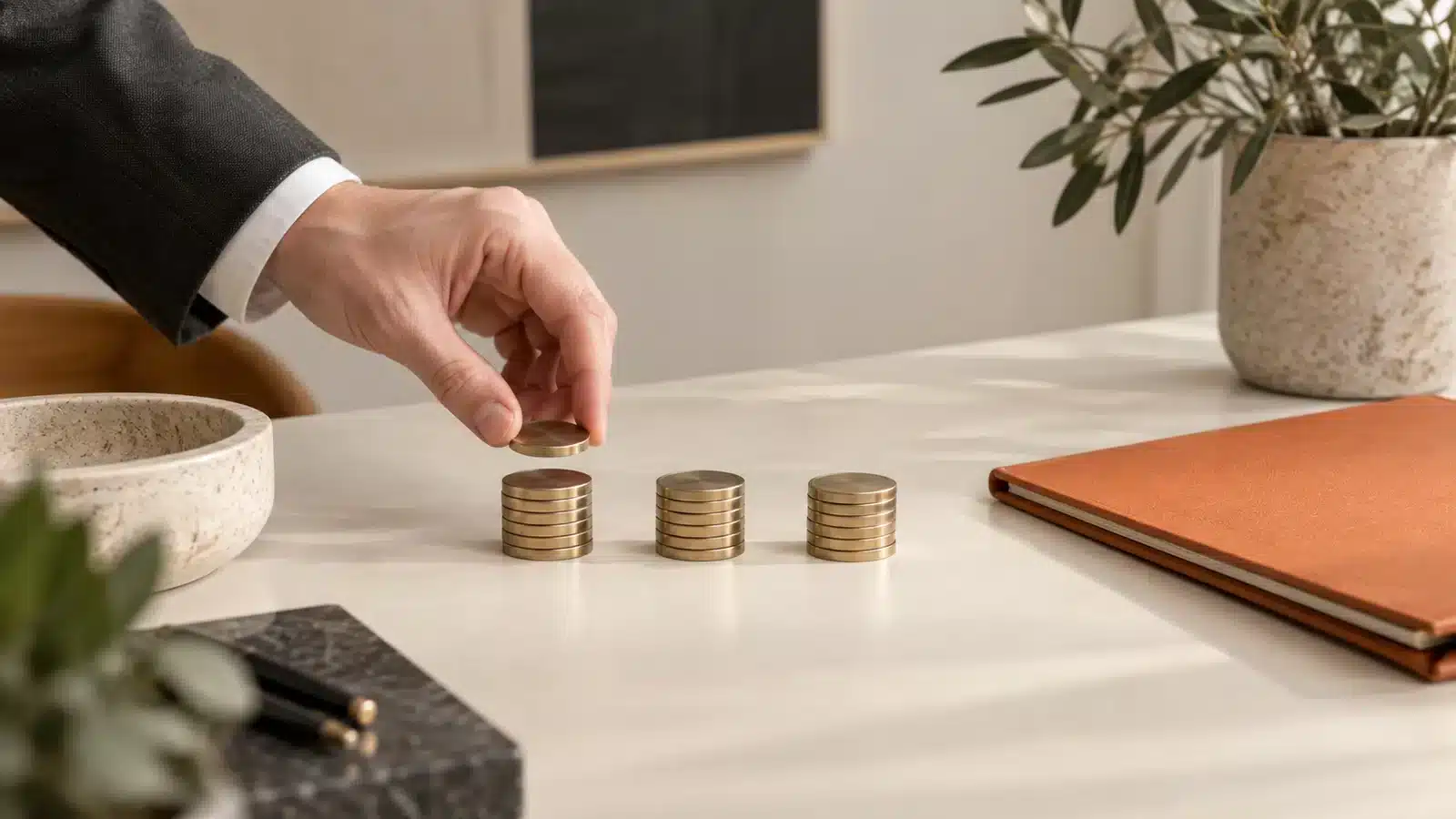 Répartition de jetons en plusieurs groupes pour évoquer les dividendes.