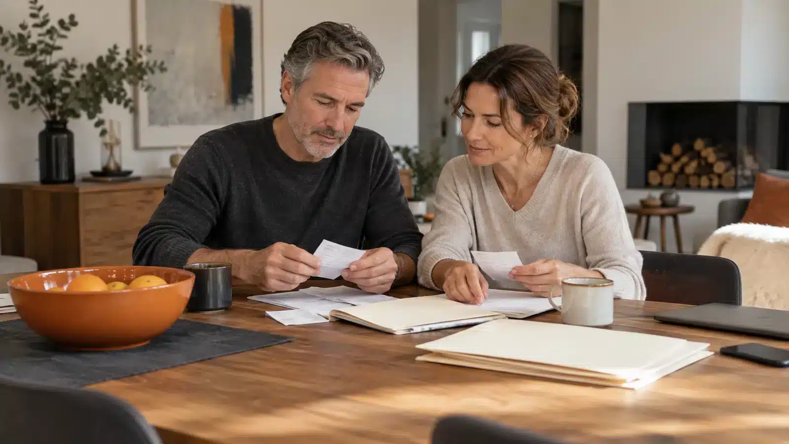 Couple gathering documents for their tax return.